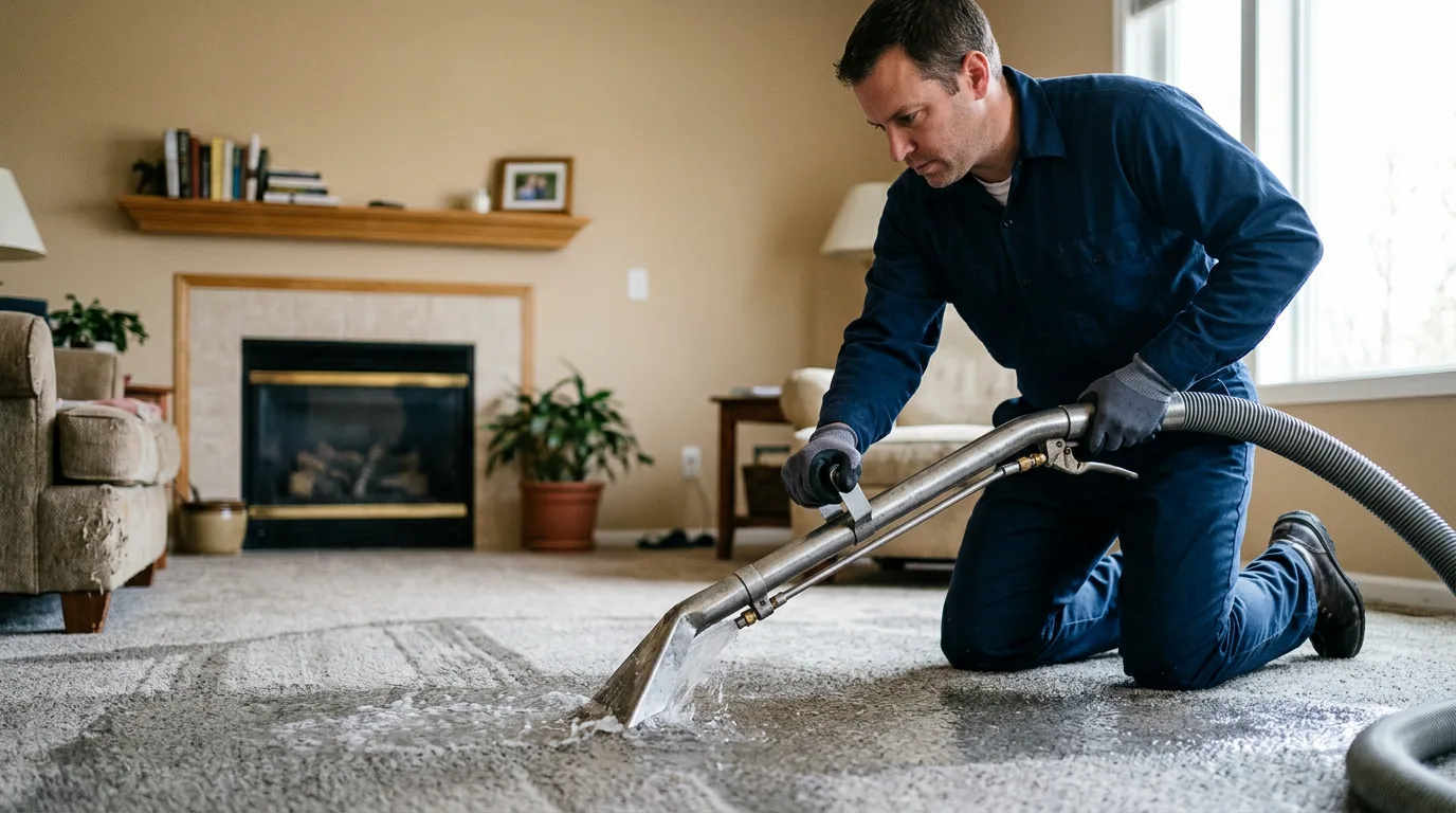 Water damage restoration technician working near Rehoboth, MA